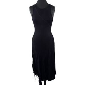 Metalicus Australia Black Tank Dress Merino Wool Ruched Textured Party Size S/M